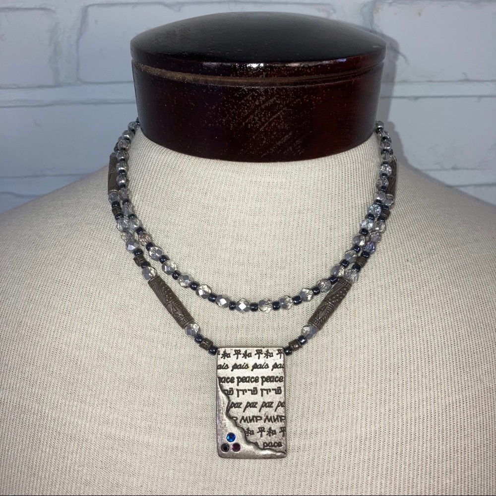 Multilingual “Peace” Beaded Necklace by Chico’s